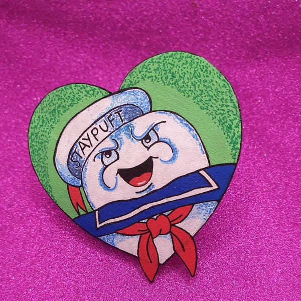 Stay-Puft Marshmellow Man, Ghostbusters, 1980s Classic Film Inspired, Heart Pin Badge, Alternative Retro Fashion, Bag of Lapel Pin