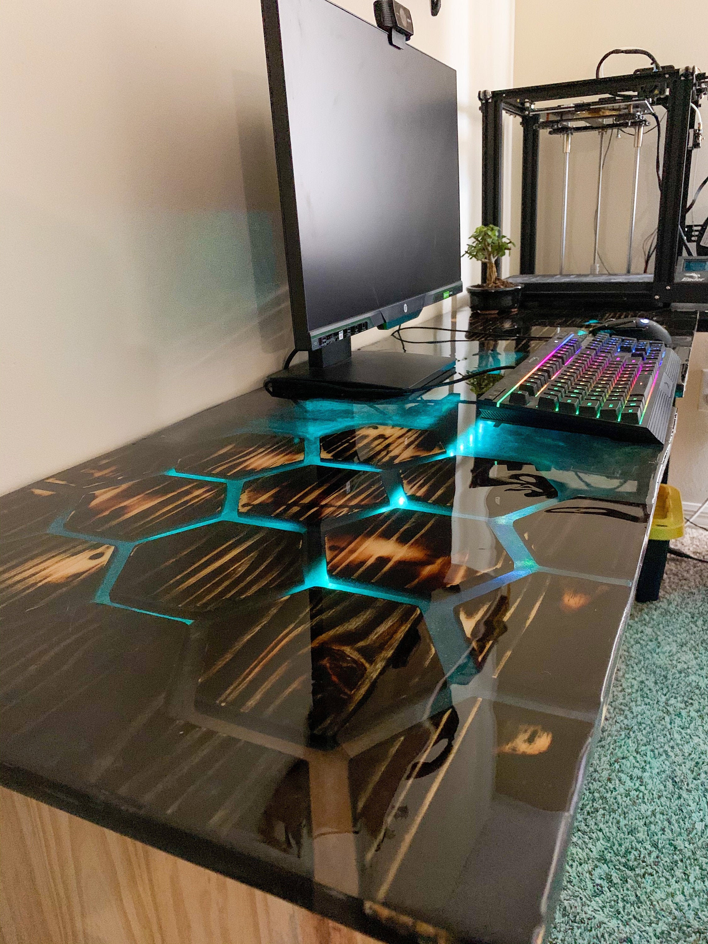 NV Luxe Resin Desk / Epoxy resin River table / Computer Desk / Etsy