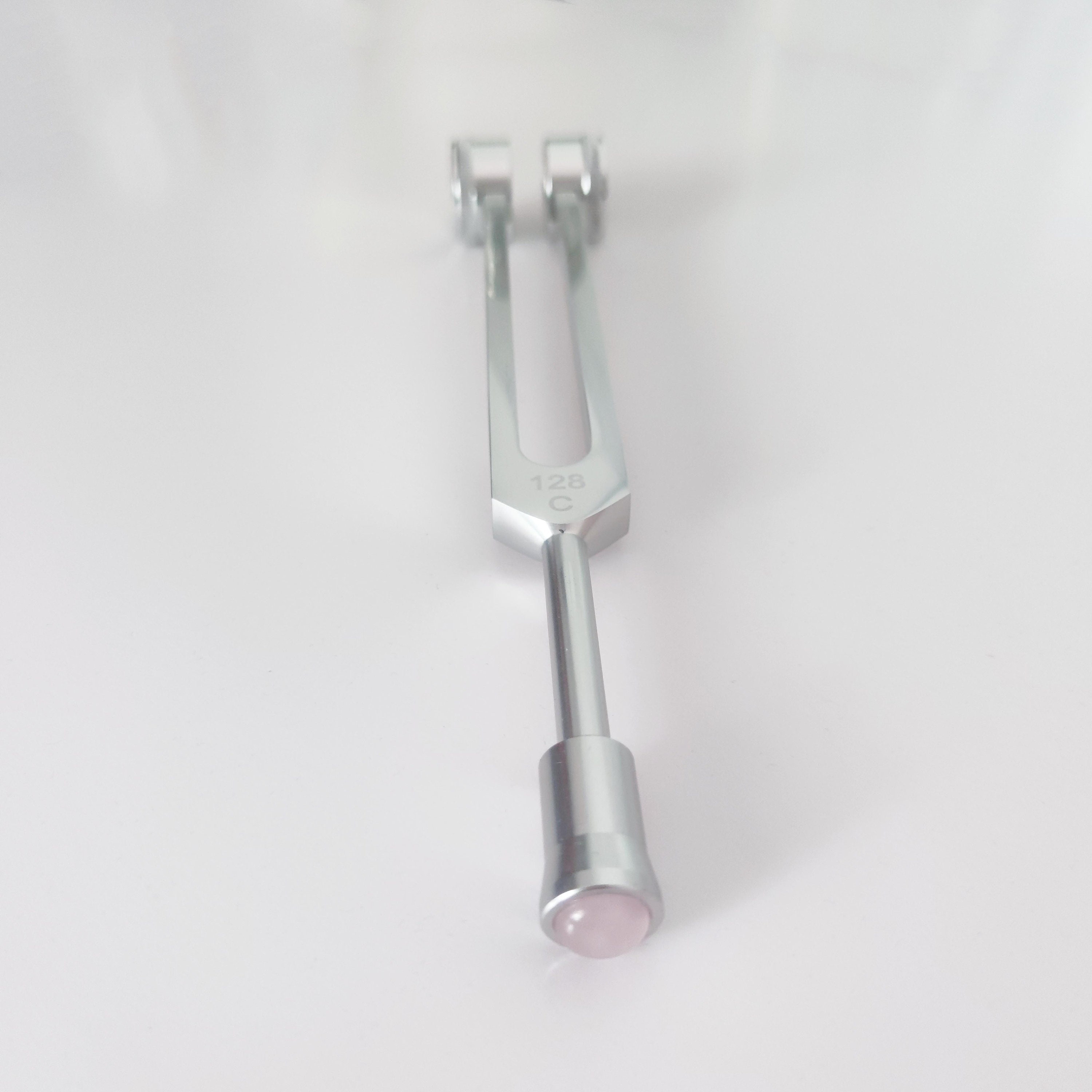 128 Hz Weighted Tuning Fork With Gem Foot Rose Quartz Gem Etsy