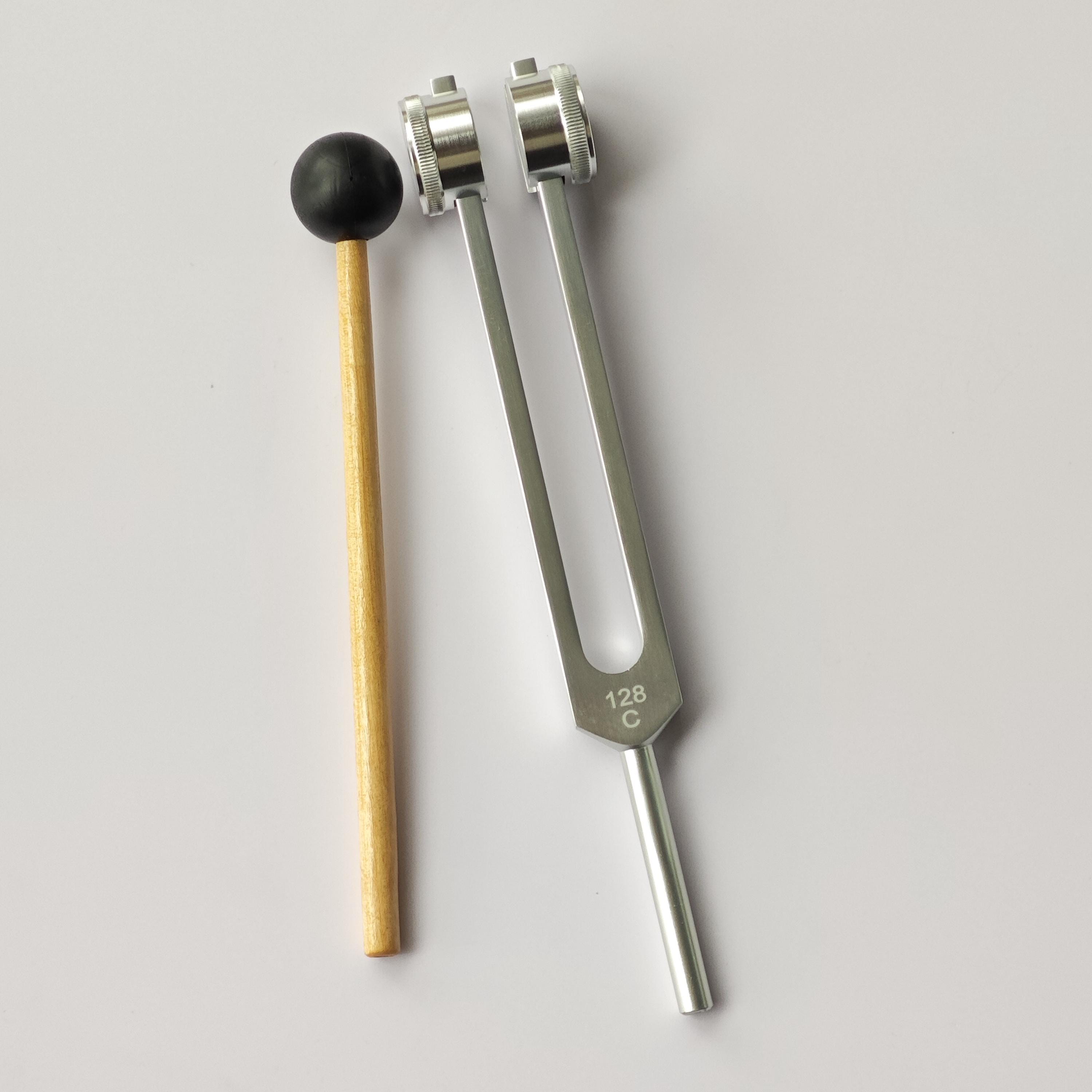 128 Hz Weighted Tuning Fork with 1pc Gem Foot, 128Hz Tunging Fork Rose Quartz Gem Boot