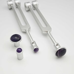 Amethyst Gem Foot for Tuning Forks: 12mm/25mm Weighted Fork Attachment