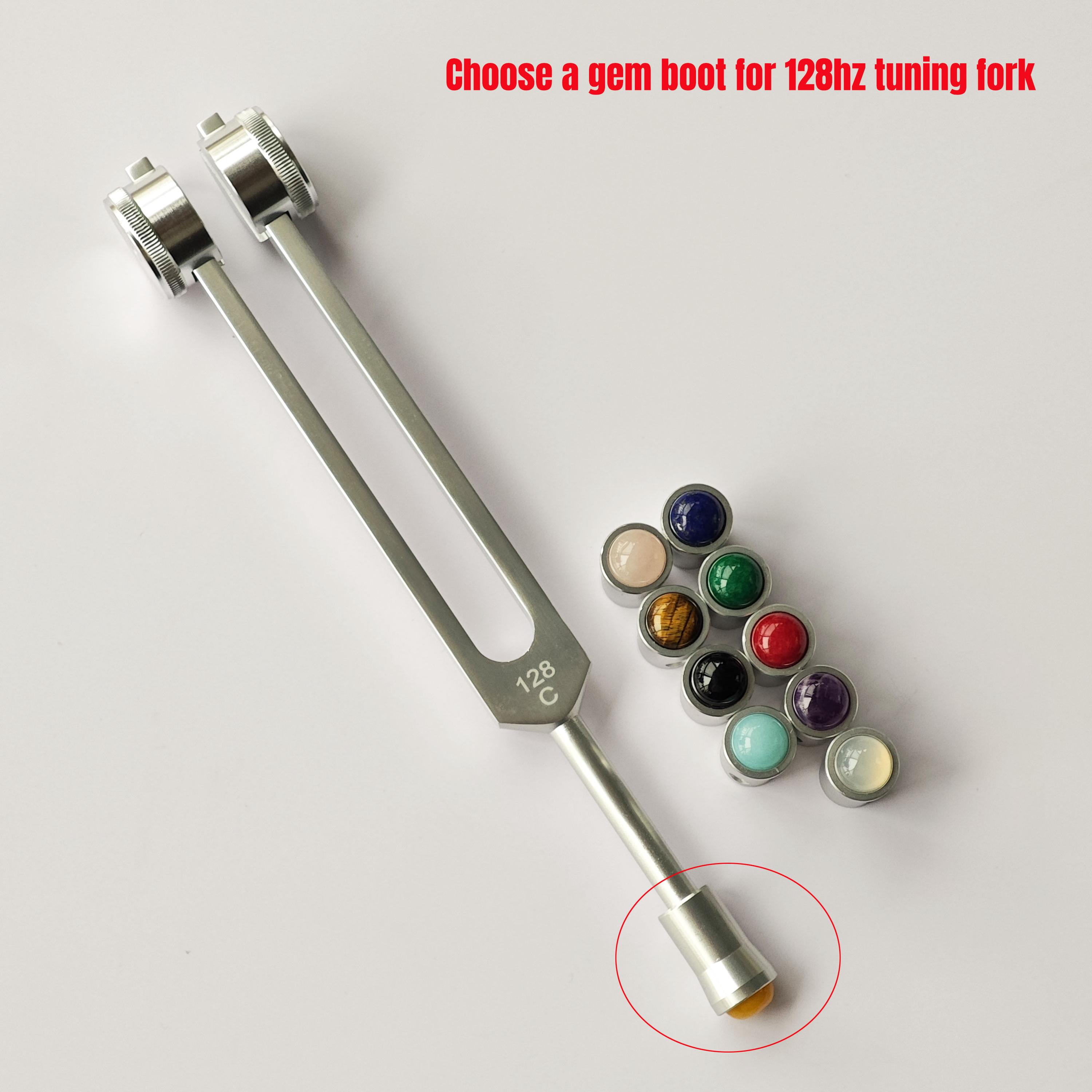128 Hz Weighted Tuning Fork with 1pc Gem Foot, 128Hz Tunging Fork Rose Quartz Gem Boot