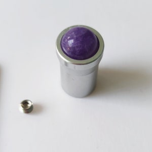 Amethyst Gem Foot for Tuning Forks, Removable 12mm/25mm Gem Point fit for 7mm Stem Weighted Tuning Fork ( 1 Piece)