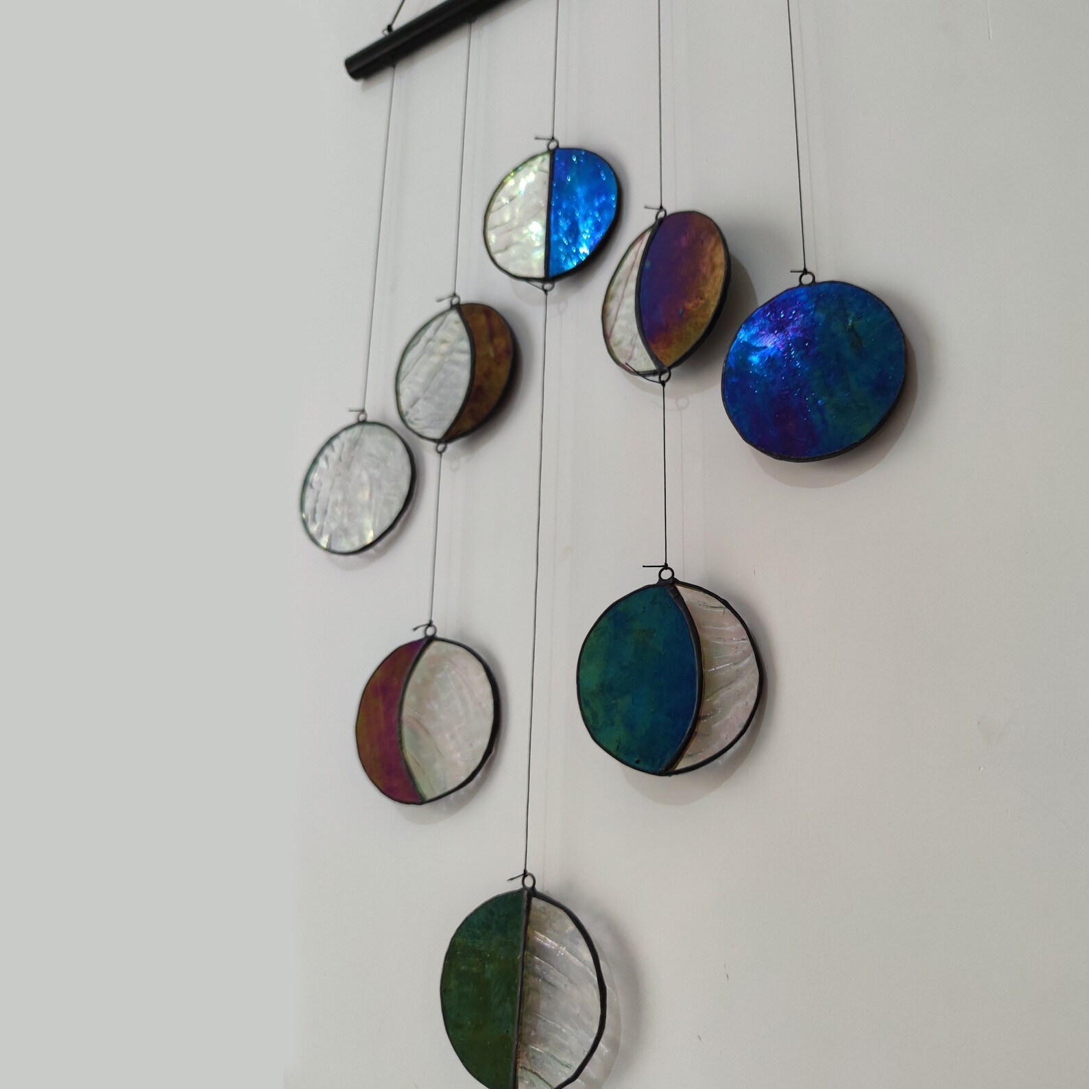 Stained Glass Moon Phase Wall Hanging Window Sun Catcher Glass Etsy
