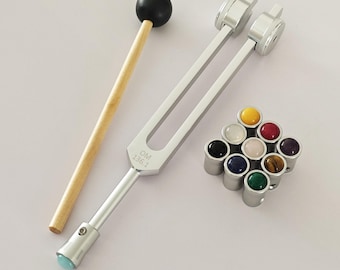 136.1 Hz Weighted OM Tuning Fork with Gem Attachment