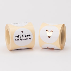 Aufkleber Herz Roségold / mit Liebe handgemacht | Sticker, Etiketten, Bestellung, Geschenk, Danke, Handmade Business, Verkäufer, Verpacken