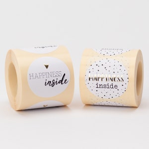 Pegatina "Felicidad en el interior" efecto dorado | Pegatinas, Etiquetas, Orden, Regalo, Gracias, Negocio Hecho A Mano, Vendedor, Embalaje