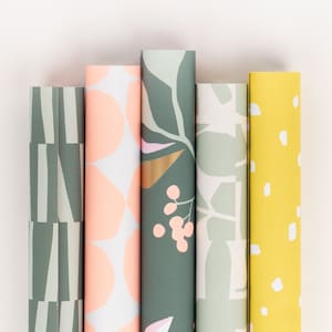 Geschenkpapier Rolle Mix Herbst | Blätter, Raster, Geschenkverpacking, Einpackpapier, Geschenkbögen