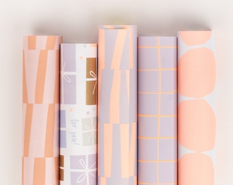 Geschenkpapier Rolle Mix Sommer | Dots, Raster, Rosa, Lila, Geschenkverpacking, Einpackpapier, Geschenkbögen