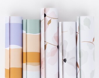 Mezcla de rollos de papel de regalo primavera/verano | Capas de colores, pétalos, flores, envoltorios de regalos, papel de regalo, hojas de regalo