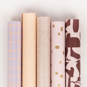 Rotolo di carta da regalo mix autunno/inverno | Foglie, griglia, rosa, viola, confezione regalo, carta da regalo, fogli regalo