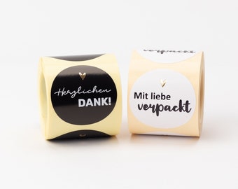 Aufkleber "Herzlichen Dank" / "mit liebe verpackt" | Sticker, Danke, Bestellung, Handmade Business, Verpacken