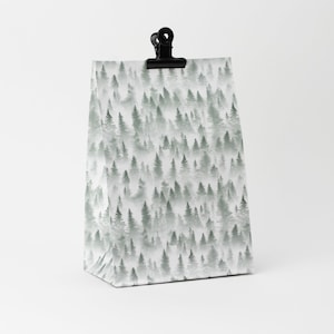 Gift bags forest | Paper bags, block bottom bags, gift wrapping, flat bag, Christmas