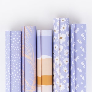 Wrapping paper roll mix, lilac | Daisies, hearts, dots, flowers, layers, gift wrapping, wrapping paper, gift sheets