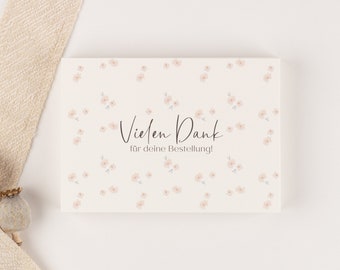 10 bis 500 Karten "Vielen Dank für deine Bestellung!", rosa Blumen | Dankeskarten, Postkarten, Verpackung, Handmadeshop