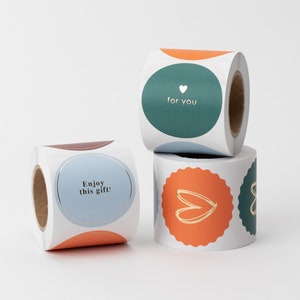 Aufkleber mit Gold-Effekt, "enjoy" / "for you" /  "packed with love" | Sticker, Herz, Geschenk, Bestellung, Verpackung