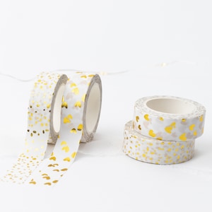 Washi Tape Hearts / Dots with Gold Effect | Adhesive Tape, Gift Wrapping