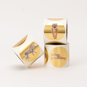 Aufkleber Safari-Tiere mit Gold-Effekt | Tierreich, Sticker, Kindergeburtstag, Mitgebseltüten, Kids, Kinder, Birthday, Mitgebsel, Party