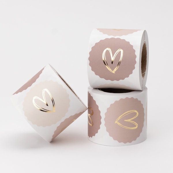 Gold Effect Pink Sticker | Sticker, heart, packaging