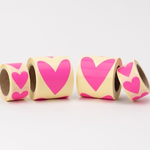 Sticker hearts small/large neon pink | gift wrapping, packaging, stickers, love