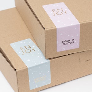 Autocollant "Enjoy" rose, bleu | Banderoles, Noël, autocollants, étiquettes, emballage, merci, cœur, vendeur Etsy, emballage cadeau