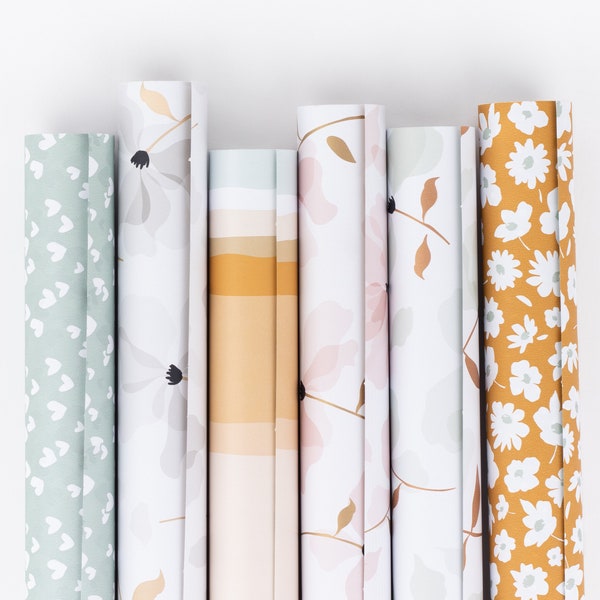 Wrapping paper roll mix spring/summer | Heart, flowers, daisies, gift wrapping, wrapping paper, gift sheets