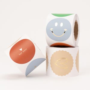 Aufkleber bunt Mix, Texte, Smiley, Herz | Geschenkverpackung, Liebe, Geburtstag, Party