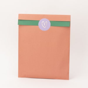 Sacchetti di carta XL kraft terracotta / verde | Sacchetti regalo, confezioni regalo, buste piatte, imballaggi, confezionamento di oggetti di grandi dimensioni, confezioni, A4