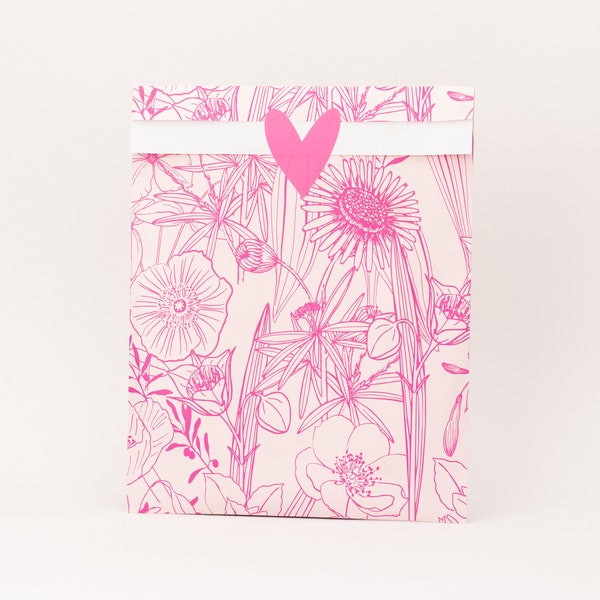 XL Papiertüten Pink Flowers | Geschenktüten, Geschenkverpackung, Flatbag, Verpackung, Verpacken großer Gegenstände, Einpacken