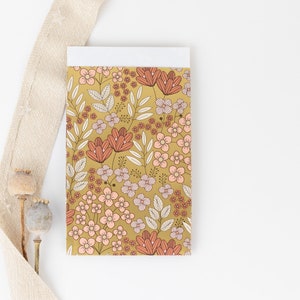 Paper bags flower meadow retro gold/pink, chic with gold effect Gift bags, gift wrapping, flat bag, flowers 12x19