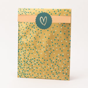 Papiertüten Konfetti blau mit Gold-Effekt, festlich | Geschenktüten, Geschenkverpackung, Flatbag, Geburtstag, Party