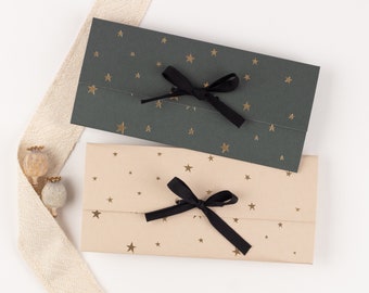 Voucher packaging Christmas with gold effect | Cash gift, concert tickets, musical tickets, tickets, envelope stars, gift packaging