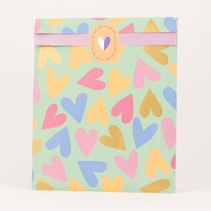 Buste di carta XXL Minty Hearts | Sacchetti regalo, confezioni regalo, buste piatte, sacchetti di carta, imballaggi, A4