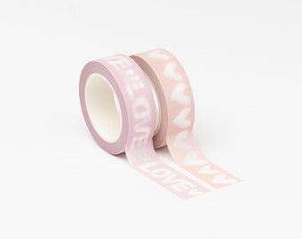 Washi Tape LOVE, kleine hartjes, roze / lila / paars | Duct tape, liefde, cadeaupapier