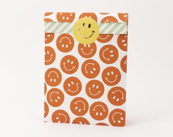 Bolsas de papel sonriente | Bolsas de regalo, embalajes de regalo, bolsas planas, fiestas de cumpleaños infantiles, bolsas de fiesta, bolsas de papel