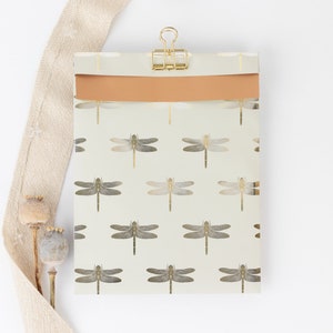 Papiertüten Libelle, Gold-Effekt, 12x19cm Geschenktüten, Geschenkverpackung, Flatbag, Paper bags, Natur Bild 2