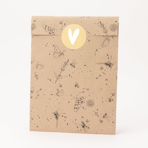 Sacos de papel Blooming Garden, papel kraft | Flores, sacolas para presentes, embalagens para presentes, sacolas planas, minibolsas, flores, insetos