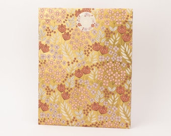 Sacs en papier XXL fleurs rétro rose avec effet doré | Sacs cadeaux, emballages cadeaux, sachets plats, sachets en papier, emballages d'expédition, A4