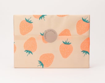 Vloeipapier aardbeien fluorescerend oranje 50 x 70 cm | Cadeauverpakking, inpakpapier, verpakking, bestellingen inpakken