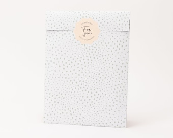 Papieren zakjes Spontaneous Dots, salie/groen, wit, zwart | Geschenkzakjes, geschenkverpakkingen, platte zakjes, papieren zakjes