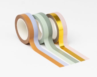 Washi Tape Streifen, verschiedene Farbkombinationen, Gold-Effekt | Klebeband, Geschenkverpackung, blau, flieder, rosa, gold
