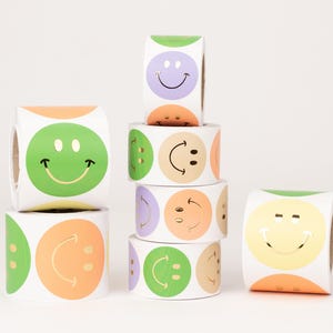 Adesivo Smiley mix Oro | adesivo, imballaggio, festa, regalo, faccia appiccicosa