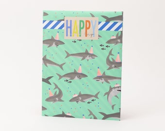 Sacs en papier requins | Sacs cadeaux, emballages cadeaux, sacs plats, anniversaires d'enfants, sacs de fête, enfants