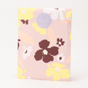 Paper bags flowers, pink / neon yellow | Summer, gift bags, gift packaging, flat bag, paper bags, spring