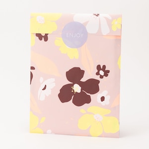 Paper bags flowers, pink / neon yellow | Summer, gift bags, gift packaging, flat bag, paper bags, spring