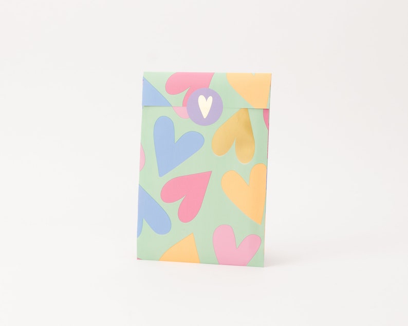 Paper bags minty hearts Summer, gift bags, gift packaging, flat bag, paper bags, spring image 4