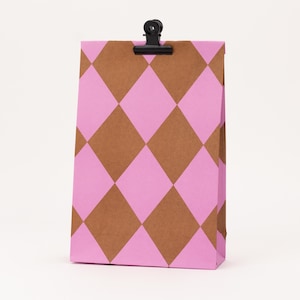 Buste regalo diamanti, color rosa / cannella | Sacchetti di carta, confezioni regalo, natalizi, semplici, con fondo quadro
