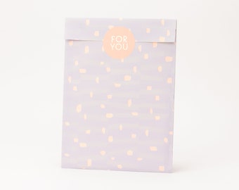 Paper bags minimalism, lilac / orange | Summer, gift bags, gift packaging, flat bag, paper bags, spring