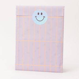 Sacchetti di carta a griglia, viola / arancione neon | Autunno, sacchetti regalo, confezioni regalo, borsa piatta, sacchetti di carta
