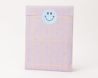 Papiertüten Raster, lila / neon orange